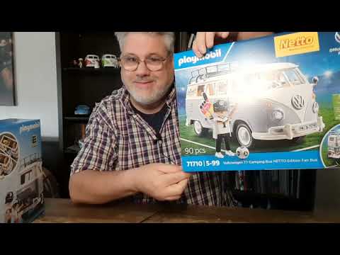 Playmobil VW Bus T1 Camper EM Fan Edition: Zweimal mit unterschiedlichem Druck. Netto und Edeka