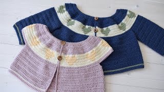 How to crochet a children's cardigan / sweater with heart detail - The Charlotte Cardigan