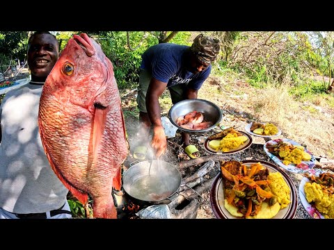 One of the most fun and Unforgettable cookout on the farm sweet potato salad brown stew fish