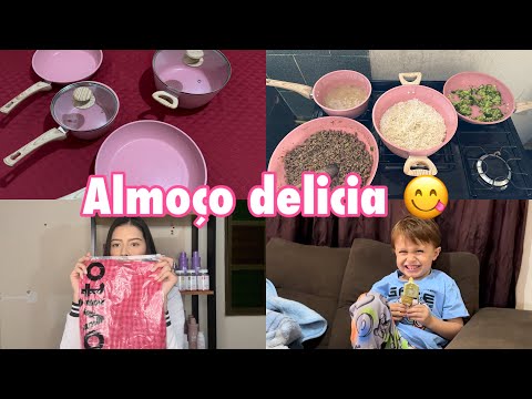 MEU JOGO DE PANELAS ROSA | ALMOÇO DELÍCIA E MOSTREI MINHAS COMPRINHAS NA LOVITO 💕