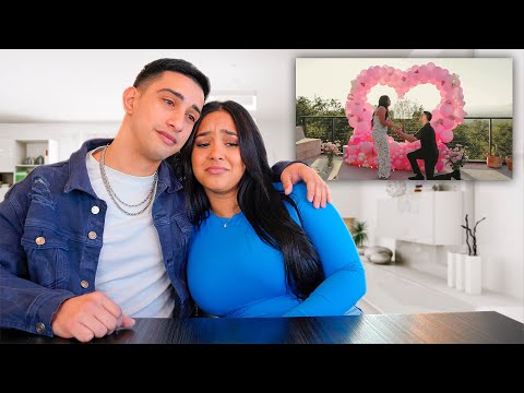 REACTING TO OUR ENGAGEMENT VIDEO! *SHE CRIED*