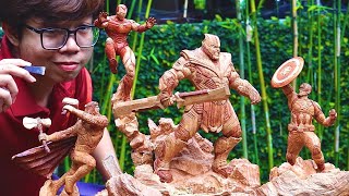 How to Wood Carving: Thanos vs Captain America, Ironman & Thor - Avengers: Endgame
