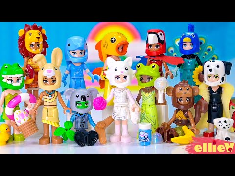 Animal costumes! Opening a complete set of LEGO minifig series 28 (& then giving them to minidolls)