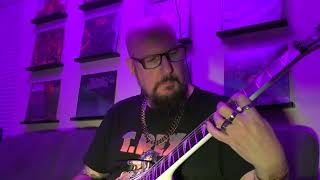 Jamming on my Jackson Rhoads with Concorde pinstripes after adjusting the pickups & re-wiring them.
