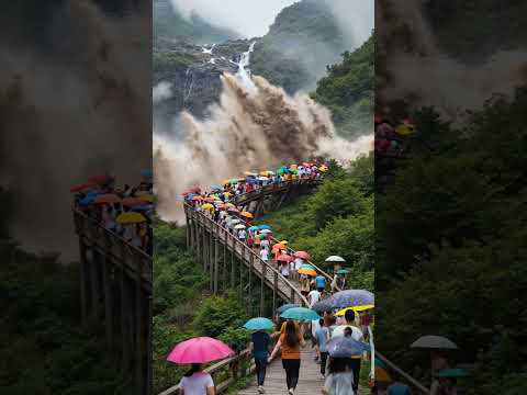 警告！99%的人都不知道暴雨过后瀑布有多危险？#waterfall  #mountains  #torrent  #rainstorm #shorts