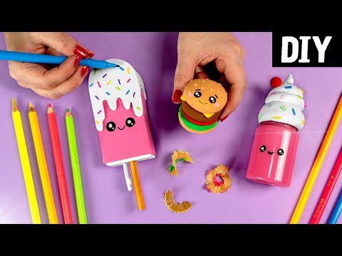 DIYS DE COMIDINHAS 🍔 Apontadores Divertidos ✏️ Especial Volta às Aulas