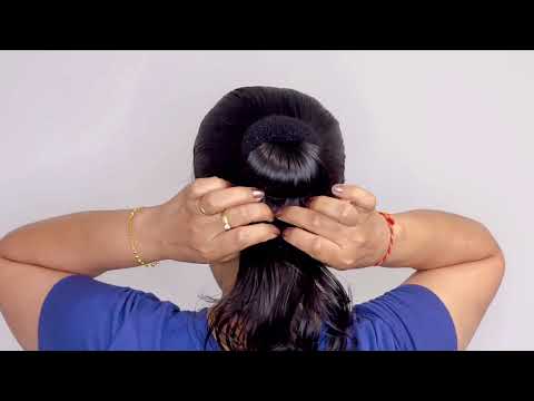 Simple easy juda bun hairstyle for ganpati festival #hair #hairstyle #hairstyles