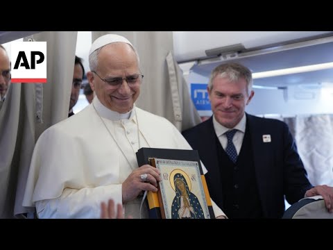 YouTube video thumbnail: Pope Leo XIV Receives Thanksgiving Gifts From Reporters
