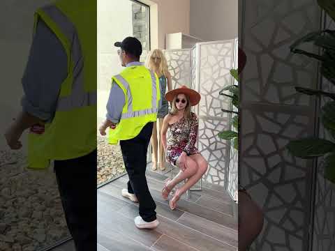woman wants to pretend to be a mannequin to prank the man #shorts