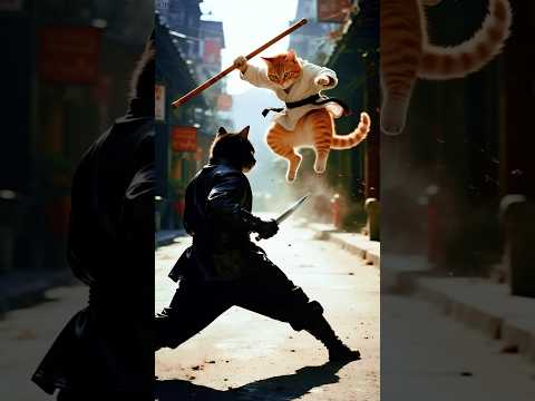 القط مياو اتعلم الكونغ فو… ورجع ينتقم من أخطر قط في المدينة! النهاية كانت صادمة! 😱🔥 #shorts #cat #ai