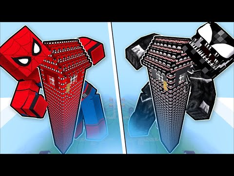 Minecraft DON'T ENTER THE TALLEST SUPERHERO HOUSE IN MINECRAFT !! SPIDER MAN AND VENOM !! Minecraft