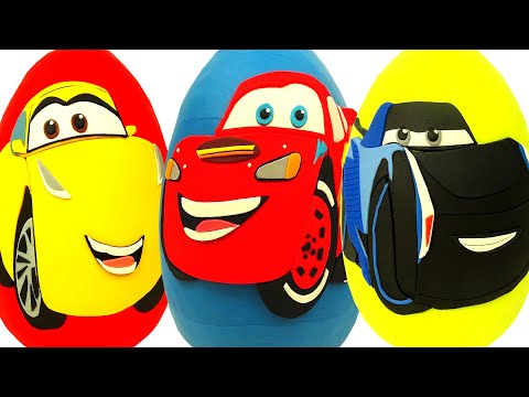 3 Huevos Sorpresas Gigantes de Cruz Ramirez, Rayo McQueen, Jackson Storm de Cars Plastilina Play Doh