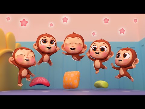 Five Little Monkeys Jumping On The Bed 🐵 | Funny Bunny - Nursery Rhymes & Kids Songs Compilation🌟