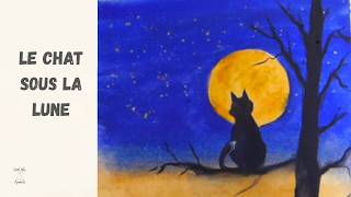 Comment réussir un ciel de nuit et une silhouette de chat à l'aquarelle