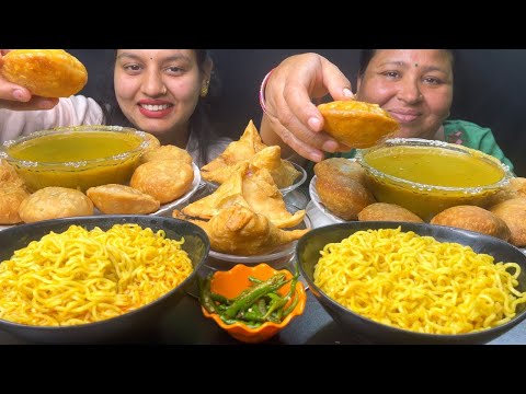 Eating Spicy Maggi,Malai Paneer Samosa,Kachori,Aloo Sabji 😋😋ll Saas & Bahu Challenge ll Foodie Gd