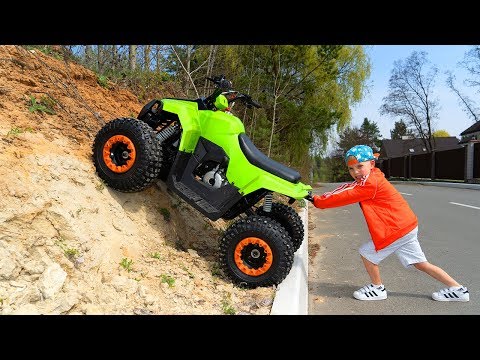 Квадрик - Вездеход.Tisha ride on children's QuadBike and stuck in the ground