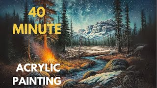 How to PAINT a Starry Night Campfire | Acrylic Painting for Beginners