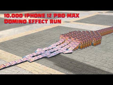 10,000 iPhone 12 pro max Domino effect run IRL V2 #Shorts