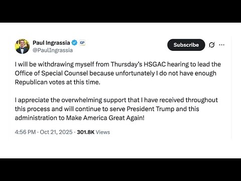 YouTube video thumbnail: Trump Nominee Paul Ingrassia Withdraws After Rare Republican Pushback