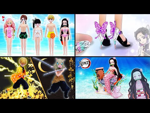 【77分】鬼滅の刃DIY🌙 劇場版応援まとめ❤️無限城編、無限列車編✨冨岡義勇、竈門炭治郎、我妻善逸、嘴平伊之助、栗花落カナヲ✨ リカちゃん変身リメイクDIY⭐️ドールハウスを手作り工作