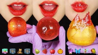 14MINUTES EMOJI EATING ASMR GLASS JELLY, KOHAKUTO ASMR, WAX CANDY MUKBANG ASMR 🍎