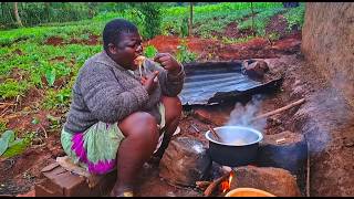African Village Life #cooking Traditional Village Food for Dinner - Vegetables, Fish & Corn Flour