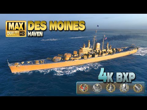 Cruiser Des Moines  4k base XP game on map Haven   World of Warships