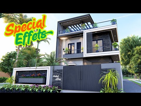 27x65 feet House Design 3D | Special Effects | 3600 Sqft Plot| Archbytes