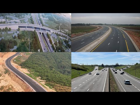 VUE DU DRONE ROCADES DE KINSHASA FINI L' ASPHALTAGE DE 5 KM DE LA POSE DES ENROBÉES