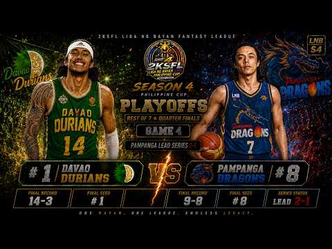 LIVE: DAVAO DURIANS vs PAMPANGA | GAME 4 LNB PLAYOFFS | SEASON 4 | August 8, 2026