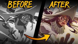 How I go from rough sketch to colored illustration