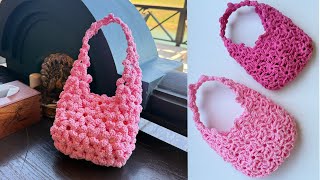 🌸DIY crochet flower bag easy way 🌸