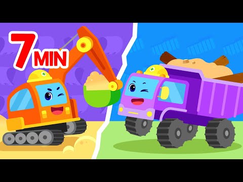 ¡Aquí vienen los Vehículos de Construcción!🚜👷🚧🏗️| Canciones para Niños | Lotty Friends Español