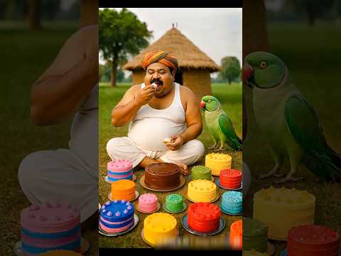 Farmer eats all cake 😢 #ai #farmer #cake #parrot