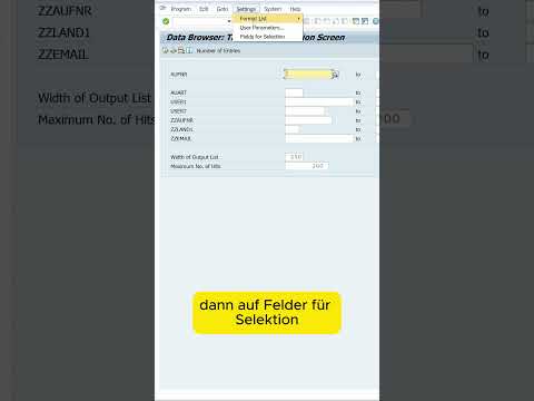 SAP GUI weitere Felder für Selektion einblenden #sapgui #sap #tabelle #selektion