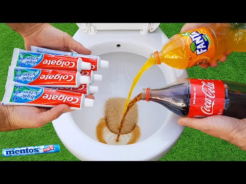TOOTH PASTE vs TOILET !! Coca Cola, Fanta, Pepsi and Mentos in the toilet