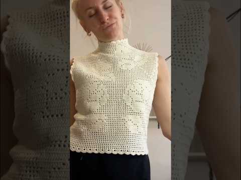 Ich hab versucht, dieses superteure Häkeltop selber nachzuhäkeln 💪👌 #filetcrochet #crochet #häkeln
