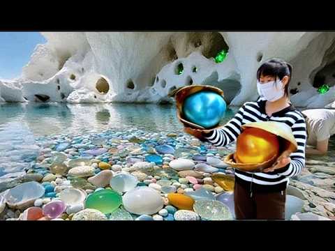 I caught some green jade snails, which contained pink pearls inside their bodies.