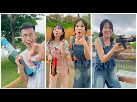 Gun God Sister vs Gun Noob Brother 🔫 💦 👧🏻👦🏻 by LNS #shorts