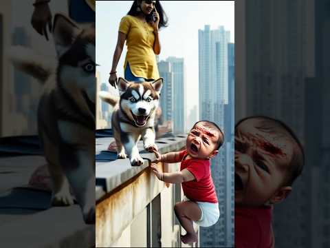 👶Baby fall from🏢building,👩🍼Mother's condition😱critical,Poor🐕🦺Dog saved👶Baby #ai #animals #rescue