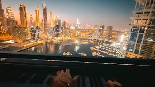 Coldplay - VIVA LA VIDA Piano Performance - POV Over Dubai Skyline