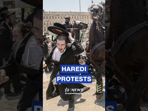 Ultra-Orthodox anti-draft protester throws himself under ‘Israeli’ police vehicle