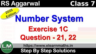 Number System | Class 6 Exercise 1C Question 21 - 22 | RS Aggarwal | Learn Maths