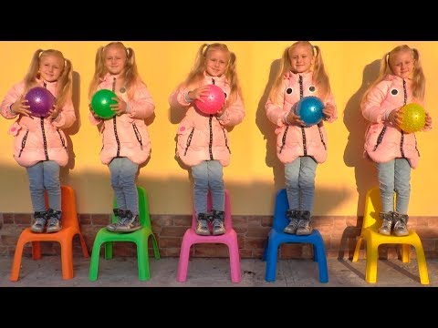 Diana FOI CLONADO - Aprendendo cores com bolas. Five little babies jumping on the bed