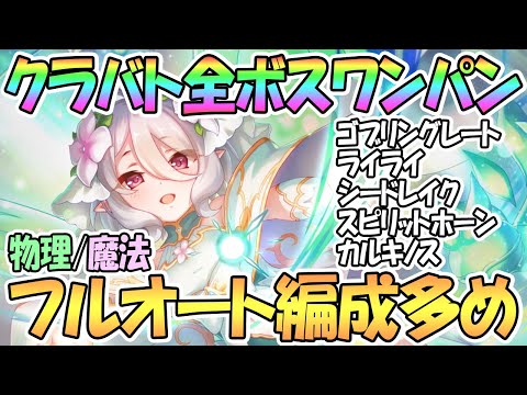 【プリコネR】6月クラバト全ボス1凸攻略！フルオート多めで物理魔法編成を紹介！プリコロちゃん大活躍【ワンパン】【1段階目】