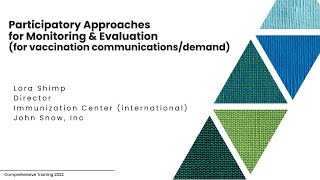 Lora Shimp - Participatory Approaches for Monitoring & Evaluation