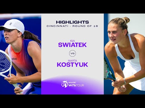 Iga Swiatek vs. Marta Kostyuk | 2024 Cincinnati Round of 16 | WTA Match Highlights