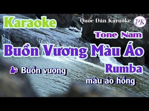 Karaoke Buồn Vương Màu Áo | Rumba | Tone Nam (Gm,Tp:88) | Quốc Dân Karaoke