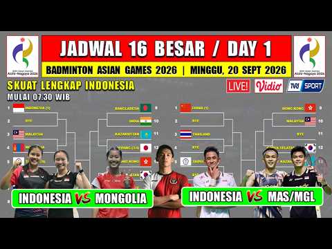 Jadwal Badminton Asian <strong>Games</strong> 2026 Hari Ini <strong>Day</strong> 1 ~ INDONESIA vs MONGOLIA ~ Daftar Skuat Indonesia