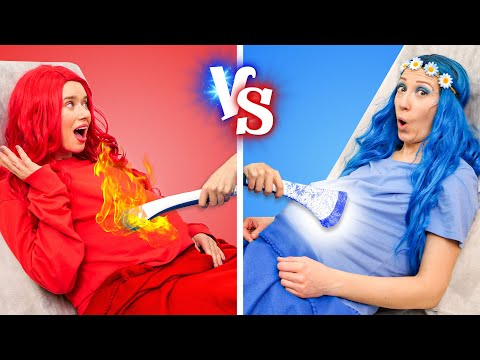 ¡Desafío De Embarazada De Fuego vs Embarazada De Hielo! Trucos & Divertidas Situaciones De Embarzado